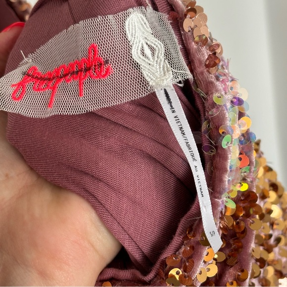 NWOT FREE PEOPLE GLITTER AND GOLD MIDI DRESS Sz S - Picture 14 of 16